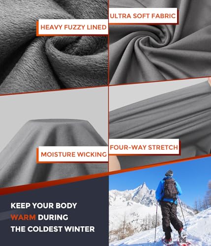 Image of Mens Thermal Underwear Long Johns Set Cold Weather Hunting Base Layer | Fleece lined top & bottom. Moisture wicking, 4-way stretch. Ultimate warm winter gear for skiing, work & outdoor sports