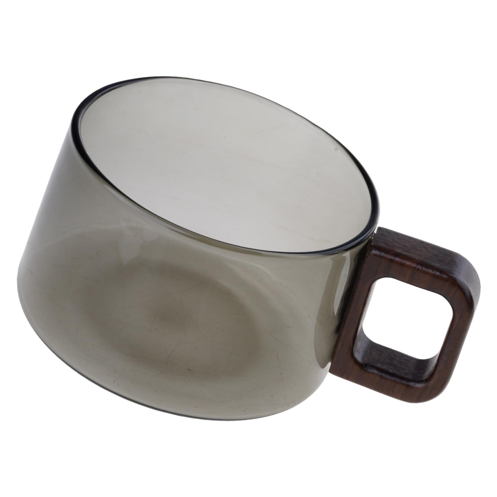 FGDTREE Clear Glass Drinking Cup with Ergonomic Wood Handle Coffee Mug Beverage Drinkware Glass Cup with Lid