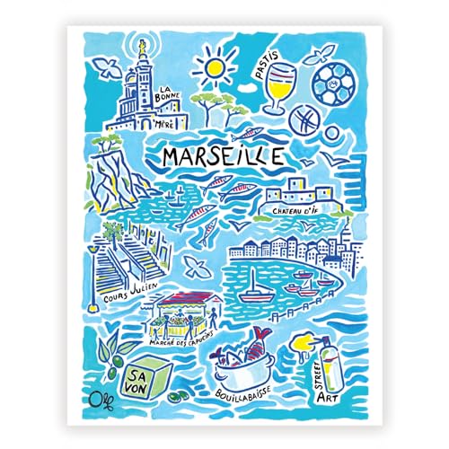 Affiche Marseille 30x40 cm poster décoration murale peinture art