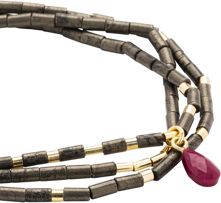 Scout Curated Wears - Teardrop Stone Wrap Pyrite/Fuchsia/Gold - Stone of Positive Energy