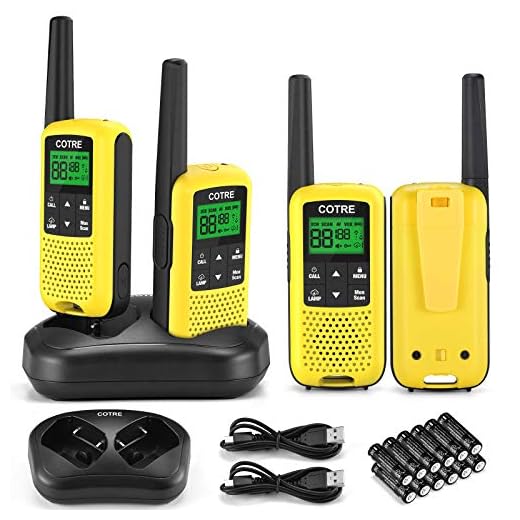 Walkie Talkies for Adults - COTRE Rechargeable Walkie Talkies with 2662 Channels, Up to 32 Miles Long Range Walkie Talkies, NOAA & Weather Alerts, VOX & Scan, LED Lamplight, Yellow(4 Pack)