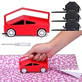 Vodolo Wrapping Paper Cutter,Gift Wrap Cutter with 6 Replaceable Blade,Christmas Wrapping Roll Paper Cutter Holiday Wrap Gadget Tool,Wrapping Paper Cutter Slider,Red