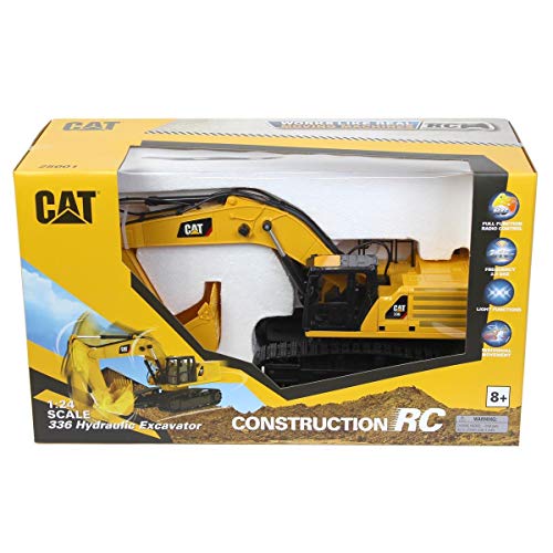 Diecast Masters RC Truck CAT 336 Excavator | Fully Functional Radio Control 1:24 Scale Model Remote Truck, Caterpillar Trucks Yellow 25001