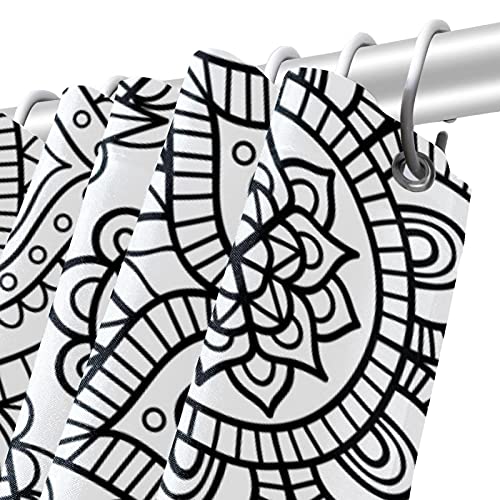 Rideau de douche imperméable anti-moisissure mandala bohème 183cm - 6