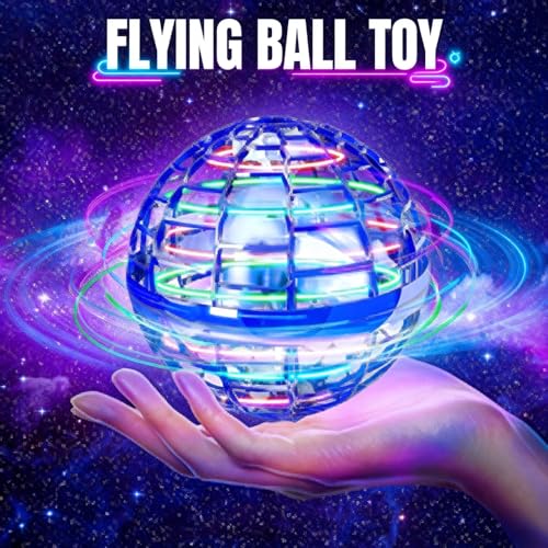 Image of Flying Orb Ball Toy with RGB LED Lights, Hand Controlled Boomerang Spinner Drone, USB Rechargeable Hover Ball for Kids & Adults, Indoor Outdoor Magic Flying Toy (Multi Color)
