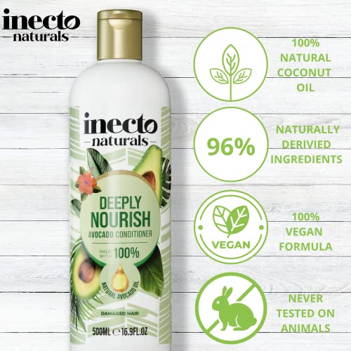 INECTO Natural Avocado Nourishing Conditioner 500ml, Organic Avocado Oil, for Softer, Smoother & Nourished Hair - Image 3