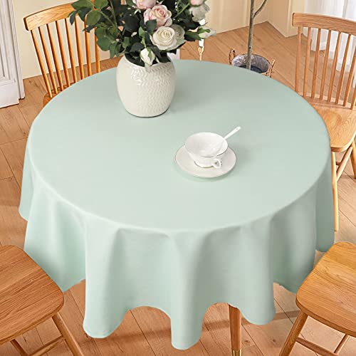 Jucfhy Round Table Cloth,Linen Rustic Tablecloth Heavy Duty Fabric,Stain-Proof,Water Resistant Washable Table Cloths,Decorative Round Table Cover For Kitchen,Holiday(60 Inch Round,Light Blue) #TOP7