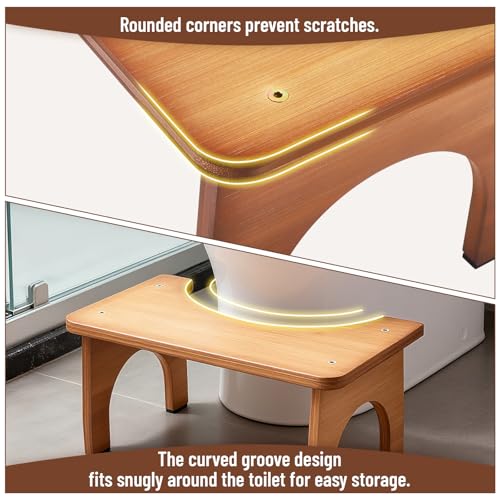 Nastopee Bambus Toilettenhocker Für Erwachsene, Ergonomischer Wc Hocker Für Kinder, Squatty Potty Mit Anti-Rutsch-Pad Für Hämorrhoiden Verstopfung Blähungen