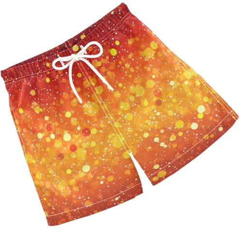 Pigsaly Boys Swim Trunks Bright Red Orange Yellow Gradient Flashing Glitter Boys Board Shorts Swimsuit Swimwear XS