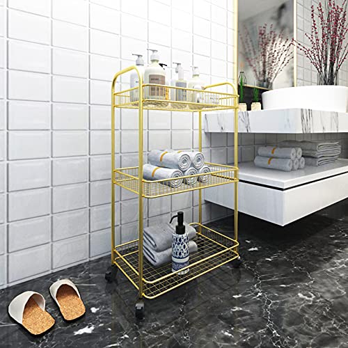 UPGENT Carros de Servicio, Carrito de Lujo Ligero con Ruedas, Carrito de Almacenamiento móvil de 3 Niveles, Carrito de Barra rodante para Mesa Auxiliar de Sala de Estar (Negro)