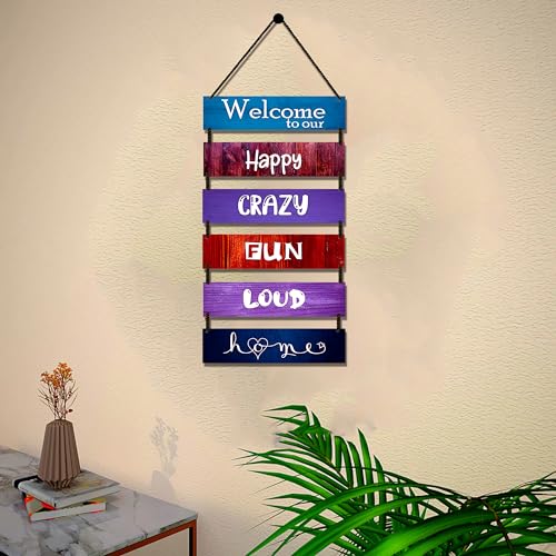 Image of EXPLEASIA Decorative Wall Hanging Wooden Art Decoration Item for Home Office Living Room Bedroom Decoration Items Home Decor Gift Items (Welcome Home Fun)