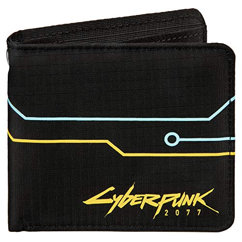 JINX Herren Cyberpunk 2077 Hack Wallet Reisezubehör-Bi-Fold-Brieftasche, Black/Yellow/Blue, Einheitsgröße