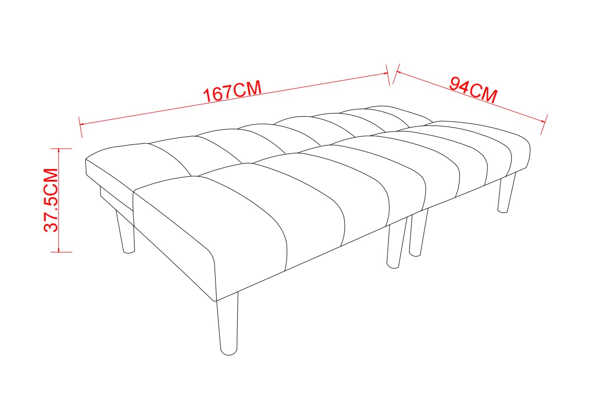 Sofa z funkcją spania 2-osobowa, 167 cm, beżowa – składane łóżko z 3-stopniową regulacją oparcia, zajmuje mało miejsca sofa do spania do salonu i biura, nowoczesne łóżko dla gości