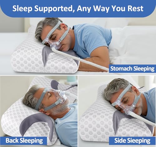 IKSTAR CPAP Pillow for Side Sleeper, Sleep Apnea Pillow for Sleeping, CPAP Nasal Pillows Suit for All CPAP Masks User, Cervical Memory Foam Neck Support Pillow Relief Neck Pain for Side Back Sleepers by IKSTAR - Image 5