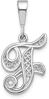 Colar de ouro branco 14 k com pingente de filigrana letra F inicial monograma nome colar pingente joias finas para mulheres presentes para ela