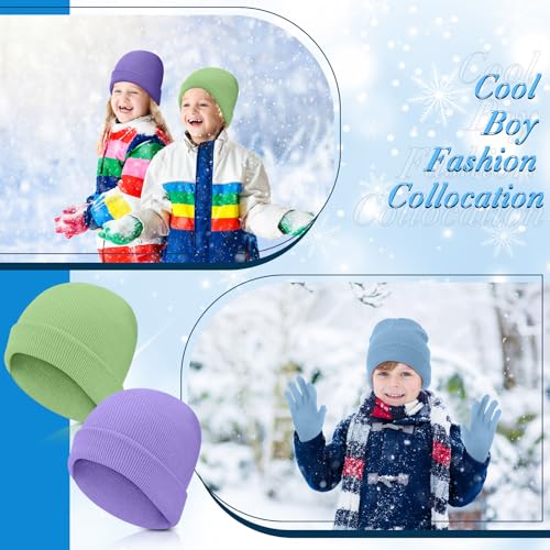 Image of Handepo 60Pcs Kids Winter Beanie and Gloves Bulk Knit Hats Gloves Warm Unisex Cold Weather Winter Gifts for Boy Girl Homeless
