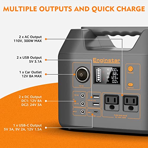 Enginstar Solar Generator, 296Wh Portable Power Station, 110V Pure Sine Wave, 80000mAh Backup Battery Power Supply for CPAP Outdoor Camping, Traveling, and Emergencies 6 AI VOLT Generator Website 51LMPSTiHcL. SL500 AI VOLT Generator Website