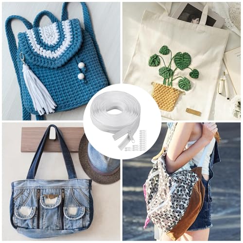 5M Zippers for Sewing, 5mm White Heavy Duty Continuous Zip,Zippers by The Yard for Sewing, Zipper Tape with 25 Metal Sliders, Nylon Coil Zips White for Bags Craft Sewing, Clothing and Bed Linen - Image 6