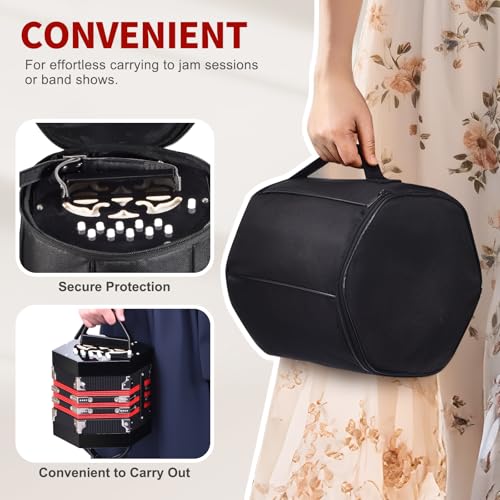 RIVVTA Concertinas, 20 Key Professional Accordion, Musical Instruments Accessories With Carrying Bag, Black