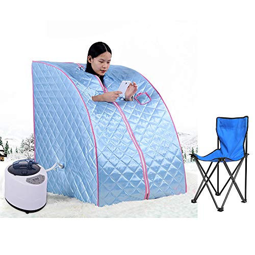 Sauna plegable cabina, sauna por infrarrojos portátil, personalmente Spa at home Perspiration Perspiration Perrer peso con el controlador de temperatura a distancia 98 x 80 x 70 cm, azul