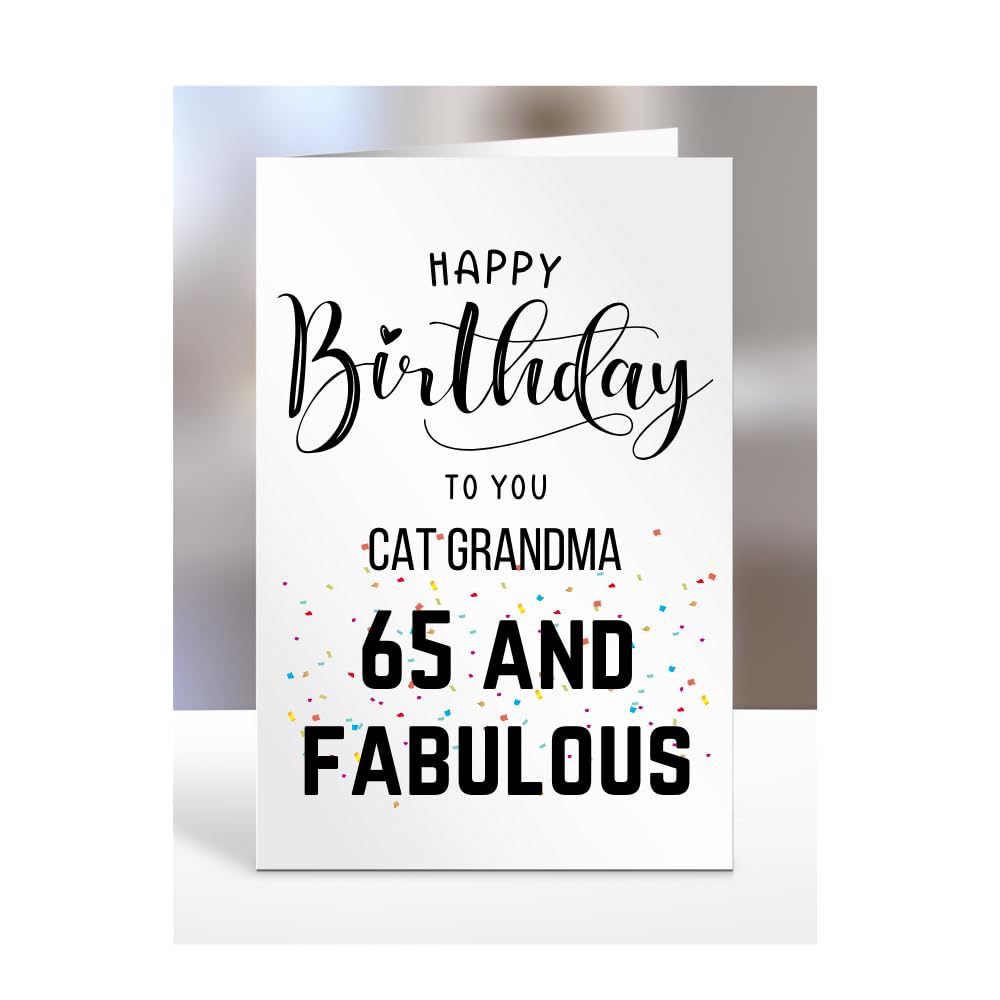 65th Birthday Card for Cat Grandma, Happy Birthday, Gifts for Men or Women, Presents for Christmas, 65 and fabulous, 65 years old, Greetings Card, A5-102e_46 — image 1