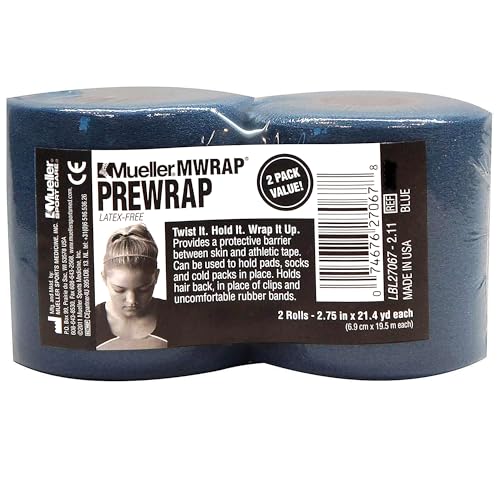 Image of Mueller Sports Medicine MWrap, Pre Wrap, Athletic Tape Underwrap for Sports, Hair, Ankles, Wrist, Hands and Knees, Water-Resistant, Latex Free, 2.75 inch x 21.4 Yards Per Roll, 2 Rolls