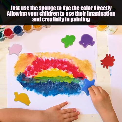 XMNIVATE 24 Pieces Paint Sponges Multi-shape Sponge Stamps, Colorful Pattern Tool, DIY Kids Painting Kit, Handicrafts Tool - Image 4