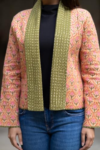 Image of Reversible Jacket for Women | Double Sided Quilted Jacket | Reversible Winter Jacket for Women | Stylish Ethnic Printed Jacket | Warm & Comfortable Casual Outerwear