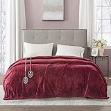 Beautyrest Heated Electric Blanket for Cold Weather, Fast Heating Heated Blanket, Auto Shut Off, Virtually Zero EMF, Multi Heat Setting, UL Certified, Red Queen (90 inx84 in)