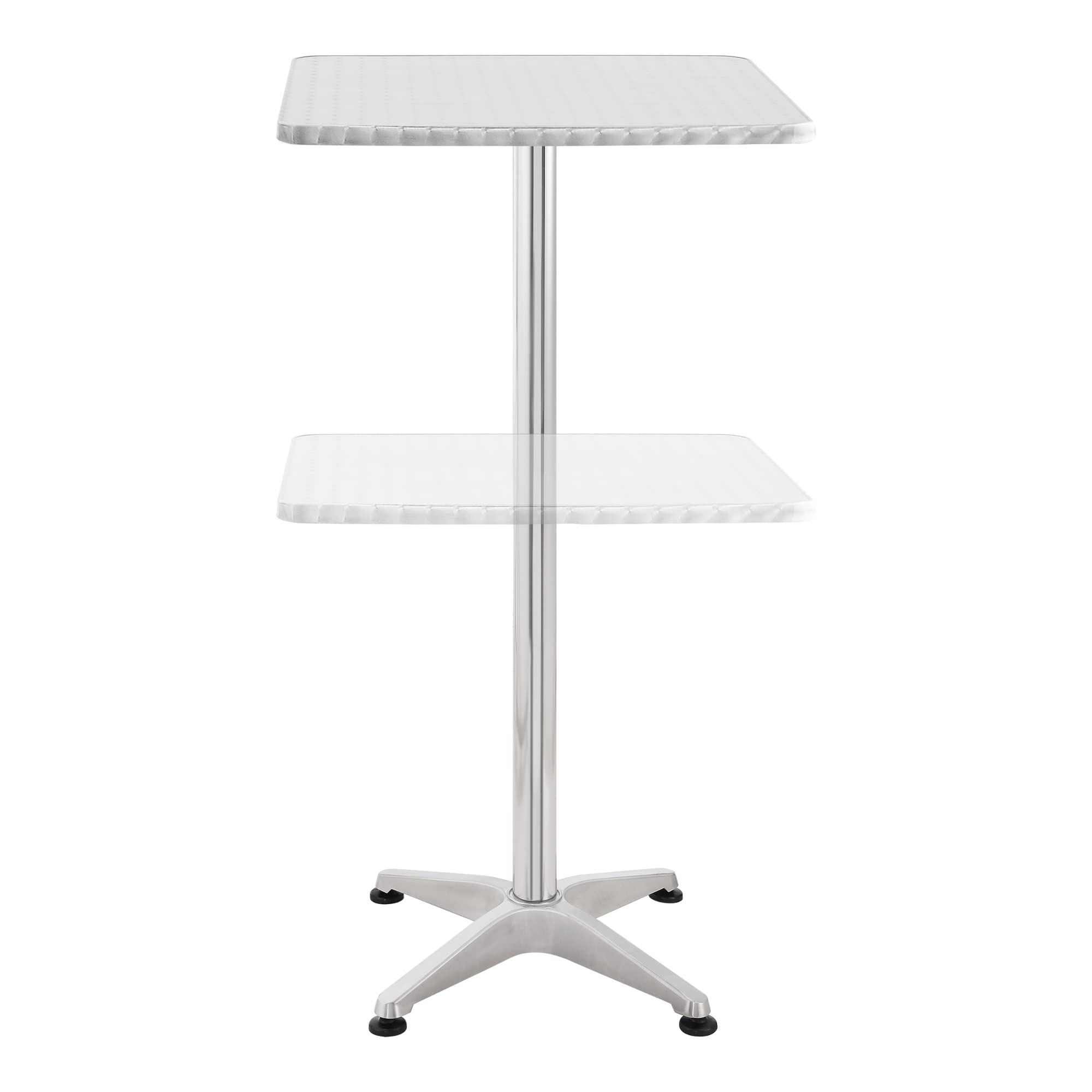 [en.casa] Tavolo Alto da Bar ad Altezza Regolabile 75/115 cm Tavolino da Bistrot con Piano Quadrato Ribaltabile 60x60 cm da Esterno e Interno - Colore Argento