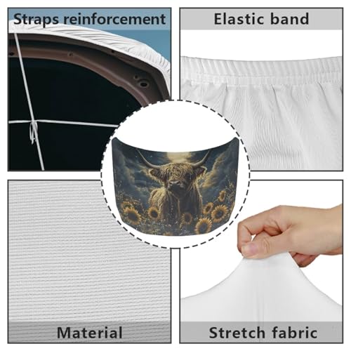 Image of Elastic Polyester Car Hood Cover,A Removable Automotive Accessory with Easy Installation for Car Hood Decoration and Protection-Sunflower Cowhide