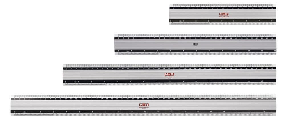 M + R 18200000 Ruler Aluminium cm 20 cm and inch Scaling