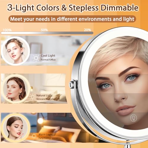 10X-Lighted-Makeup-Mirror-9-Rechargeable-Magnifying-Mirror-with-3-Colors-1x10x-Double-Sided-Touch-Screen-Vanity-Mirror-Brightness-Adjustable-Cosmetic-Light-up-Mirror-Gift-for-Women