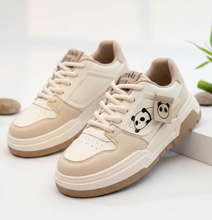 Image of Sneakers for Women Comfortable Synthetic Leather Shoes for Woman, Lace-Up Casual Girls Shoe, Lightweight Sneaker Shoes for Woman