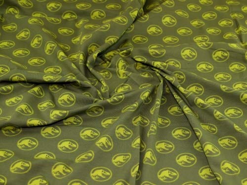 Cotton Jersey Knit Fabric Olive Dinosaurs - per...