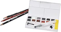 Derwent Aquarela em Pastilha Kit Shade & Tone, estojo 12 cores e três lápis, Mídia Mista, Qualidade Profissional, 2305903