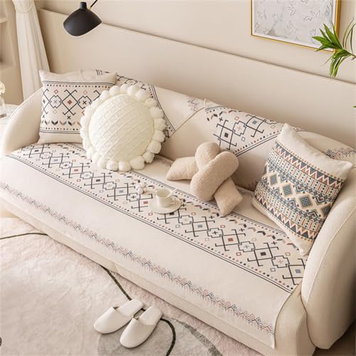 Xabelle ボヘミアンソファーカバー北欧風厚手綿と麻ソファーカバー 65x120cm 分割ソファパッド 四季通用1人掛け 2人掛け 3人掛け 4人掛け マルチカバーベッドカバー カウチ ベッドカバー 毛布 テーブルクロス 柔らかくて軽く 吸湿 通気 洗