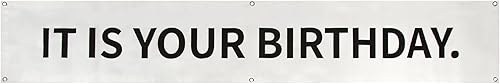 Cartel de mercancía de la oficina con texto en inglés "It's Your Birthday", cartel de vinilo de 6 x 1 pie con ojales metálicos para colgar en la