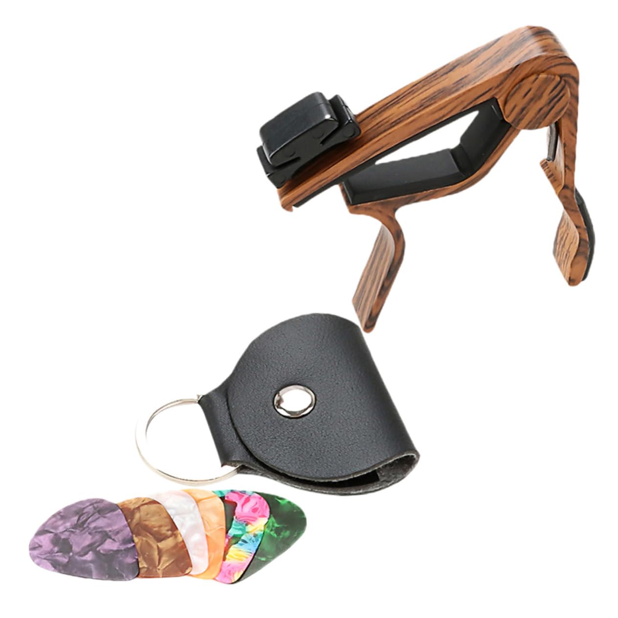 Toyvian 5sätze Gitarre Plektren Set Mit Kapodaster Teiliges Zubehörset Für Akustik Gitarre Mandoline Ukulele Bass Und Banjo Inkl Plektrenhalter Für Musiker Und Geschenkideen