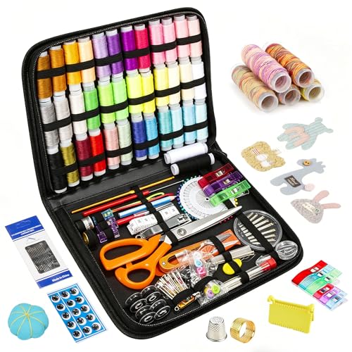 301pcs Sewing Project Kit with Thread, Scissors, Needles, Pins, Measuring Tape, and Accessories in Zippered Case (301PCS Sewing Kit)