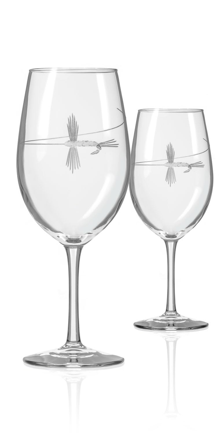 Rolf Glass Fly Fishing All Purpose Wine Glass 18 Ounce Set of 2 Large Wine Glasses Lead-Free Crystal