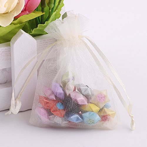 MORAINJAY Sacchetti Organza Natalizi, 7x9cm Argento Fiocco di Neve, Borse Organza con Coulisse, Sacchetti per Matrimonio e Bomboniere