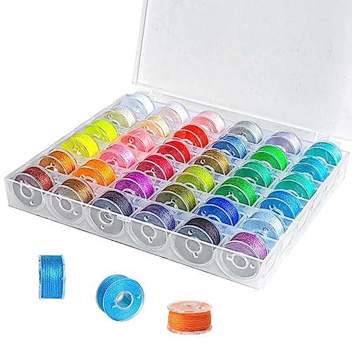 Hotusi 36Pcs Bobbins and Sewing Threads with Bobbin Case,Pre-Wound Plastic