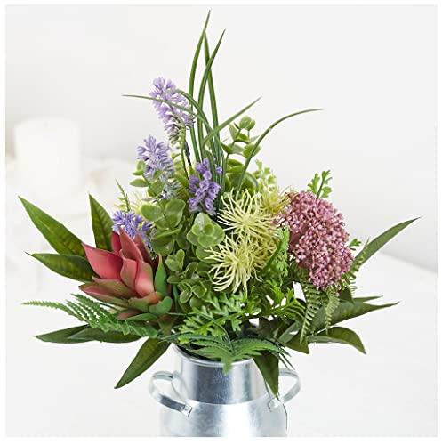 Factory Direct Craft Cream and Purple Artificial Fern Succulent Heather Bush for Floral Creating and Arrangements