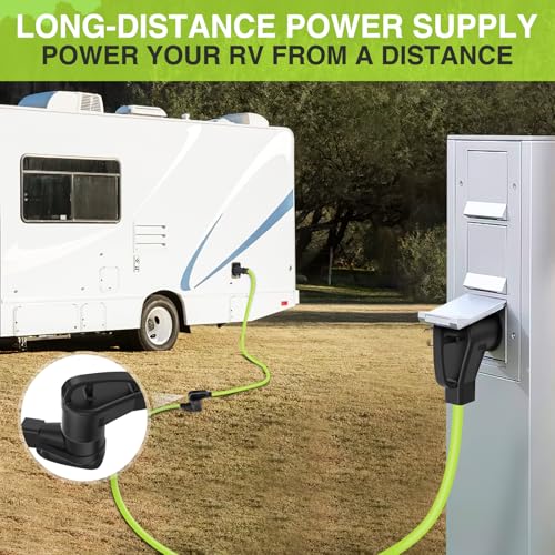 Image of Nilight 15FT 50 Amp RV Extension Cord 250V Heavy Duty 6 /3+8 /1 Gauge Pure Copper STW Wire UL ETL Listed 4 Prong 14-50P 14-50R Weatherproof Suit for EV Trailer Campers Bright Green