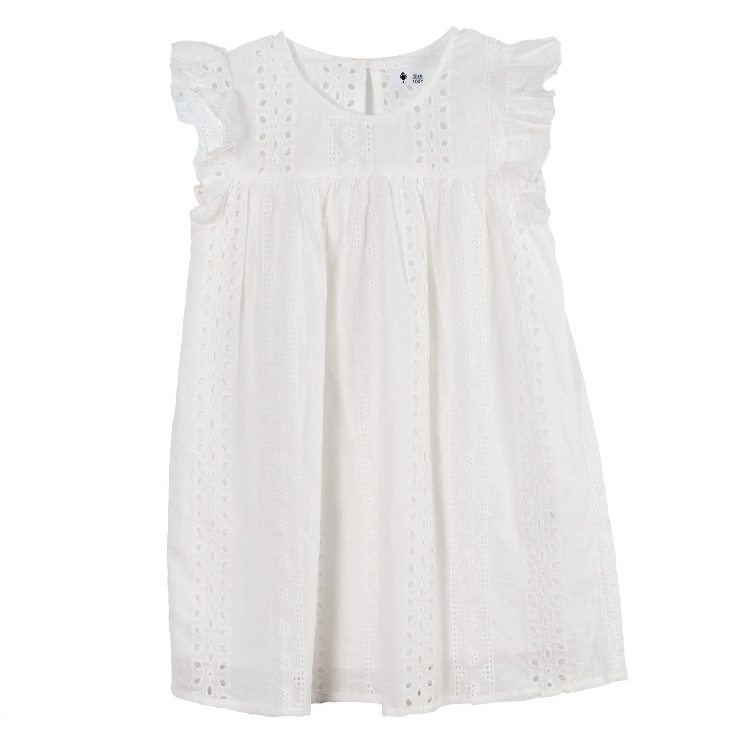 Rolanko Vestidos Casuales para Niñas, Vestido Hueco de Algodón con Mangas Acampanadas para Niña Pequeña