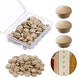 50 Pieces Button Plugs Wood Button Top Plugs Furniture Plugs Wood Screw Hole Plugs Flat Head Wood...