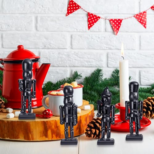 Cinnvoice 12 Pcs Black Christmas Nutcracker 5 Inch Black Wood Nutcracker Figures Christmas Decorations Nutcracker Figure Statue for Xmas Festive Holiday Tabletop Home Decor