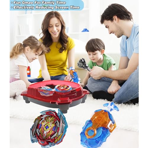 Desamvap Bey Brust Tops B-173 Kampfkreisel Infinite Achilles Metal Fusion DB Bey Layer Kreisel Right Spin Battle Kreisel Spielzeugset mit Starter und Griff, Geburtstag Kinder Spielzeug