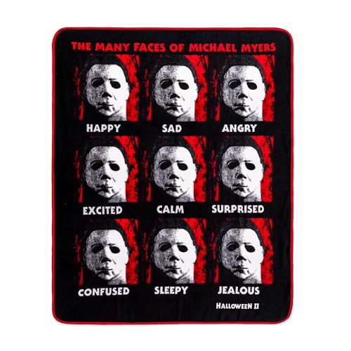 Silver Buffalo Halloween II The Many Faces of Michael Myers Raschel Throw Blanket for Sofa Bed | 45 x 60 Inches
